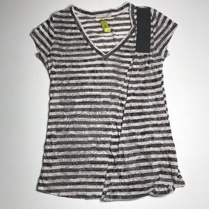 Gianni Bini Striped Black & White Pattern Top S